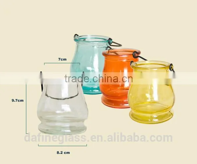 Glass Vase Bottle for plant With Metal Handle Candle Hydroponic/Home Decoration