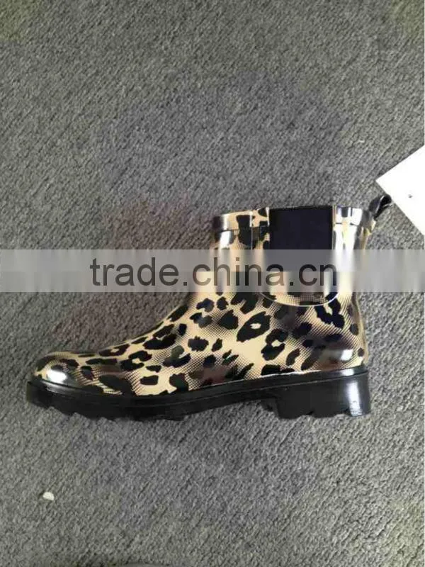 sexy leopard women ankle rubber rain boots shoes