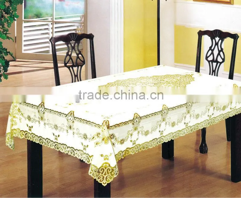 GOLDEN Crochet Vinyl Lace Table cloth - 60*90"