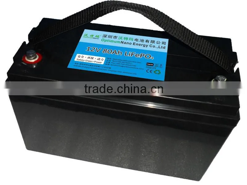 Deep cycle good qualtiy 100% LiFePo4 12v 80Ah battery pack
