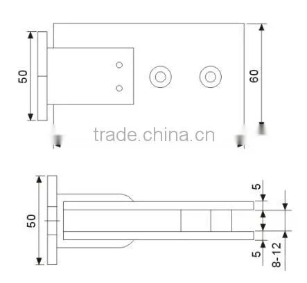 90 Degree Glass to Wall Brass Glass Hinge
