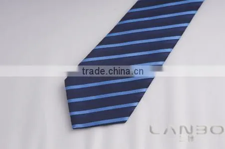 2016 hot selling navy blue striped mens silk ties with custom logo