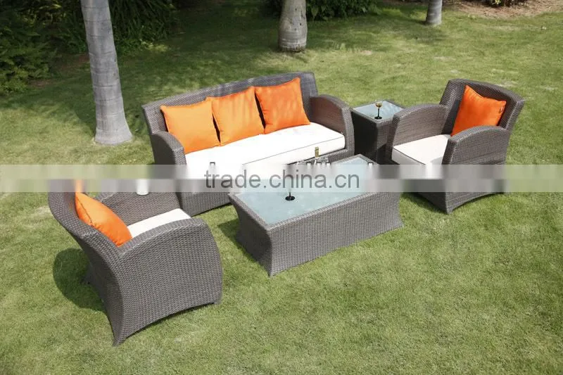 Modern 4 Piece Patio Wicher Sofa Rattan Sofa Couch Set 6422