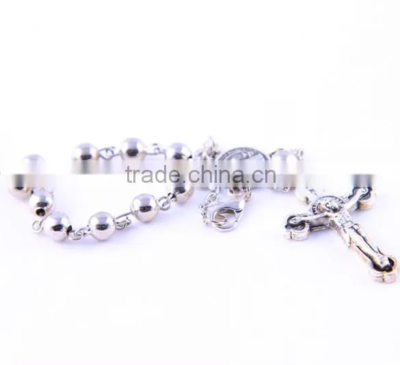Jerusalem Round Silver Bead Catholic Rosary