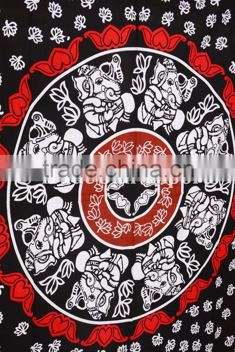 Twin Size Lord Ganesha With Lotus Flower Mandala Holy Wall Art Bohmian Hippie Ethnic Home Decorative Tapestry