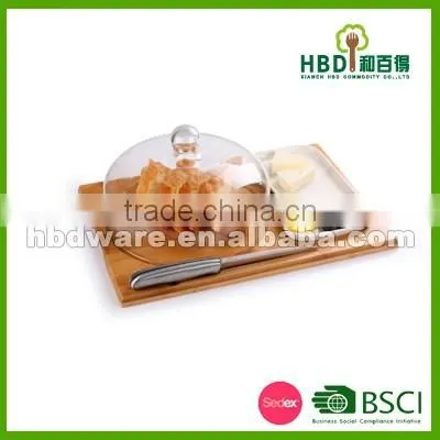 Hot selling bamboo cheese board with plastic dome