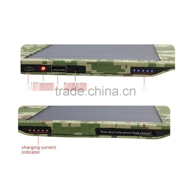 New premium 10W 5V built-in 6000mah polymer battery sun power solar panel outdoor charging for mobile phone