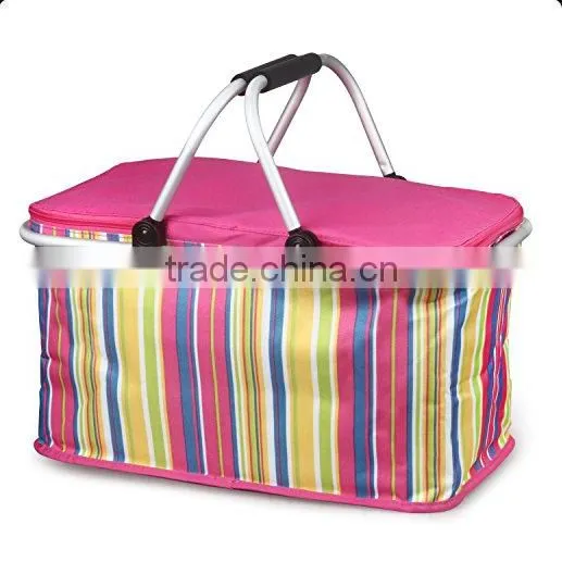32L Large Family Size Picnic Insulated Bag BBQ Meat Drinks Cooler Bag Folding Collapsible Basket for Holidays Parties (YX-Z131)