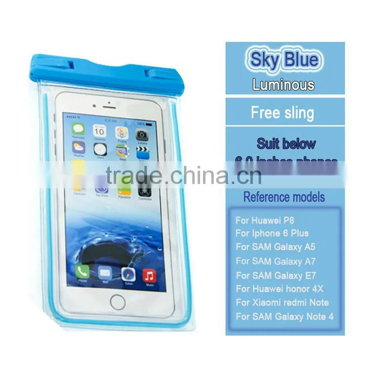 Luminous Transparant Water Proof Bag Phones Portable Outdoor 100% Sealed waterproof case