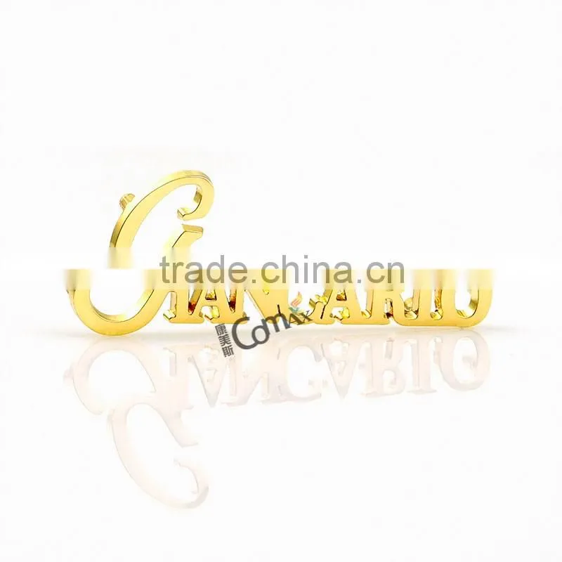 Popular gold custom handbag logo small metal letters for bags