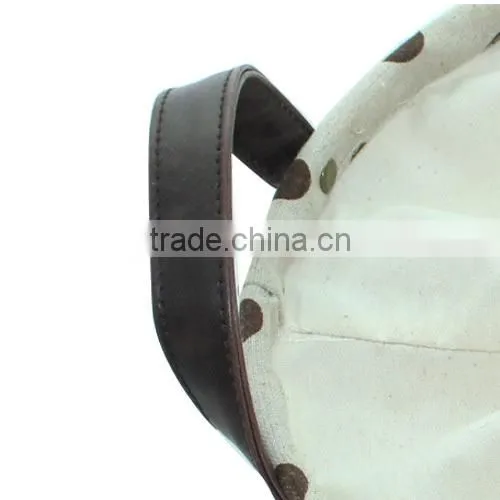 2014 New flax cloth storage bucket,linen fabric waterproof laundary bag with PU leather handle(BBHT007)