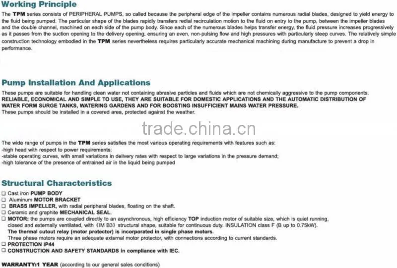 Cast iron end suction peripheral pumps TPm80