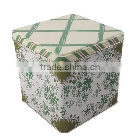 popular square glossy empty metal cookie tin