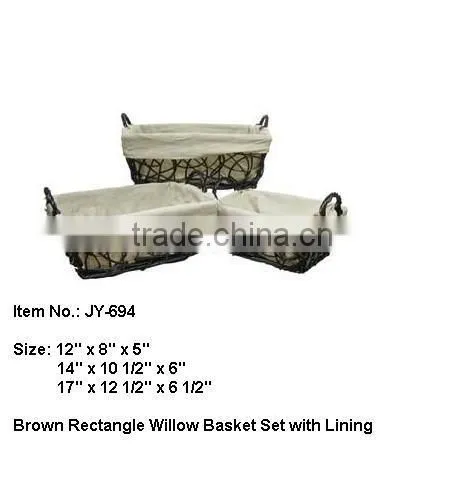 Dark brown wicker laundry basket Set With Liner