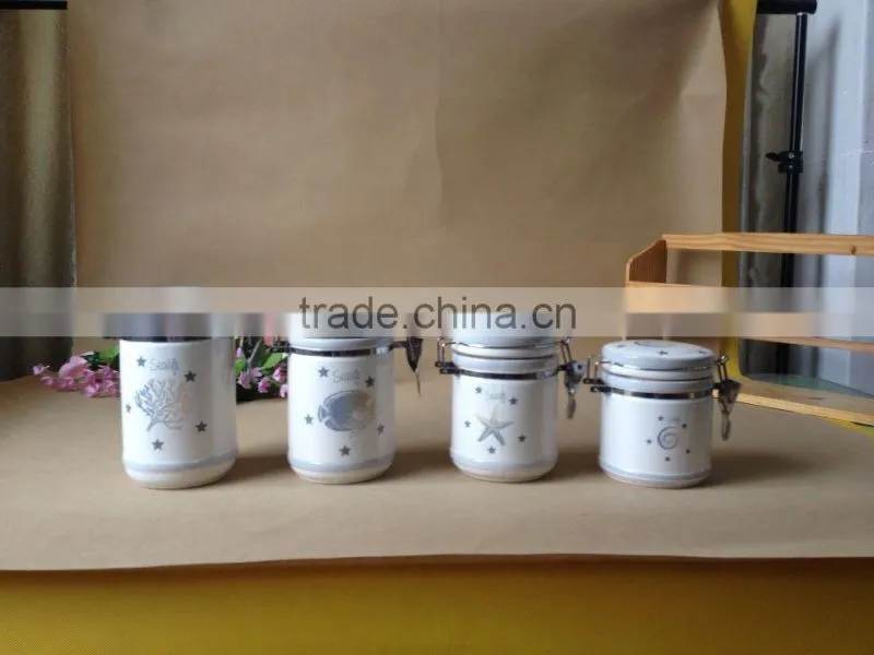 hot sale high quality ceramic food containers set/airtight ceramic food canister set /air tight ceramic storage canisters set
