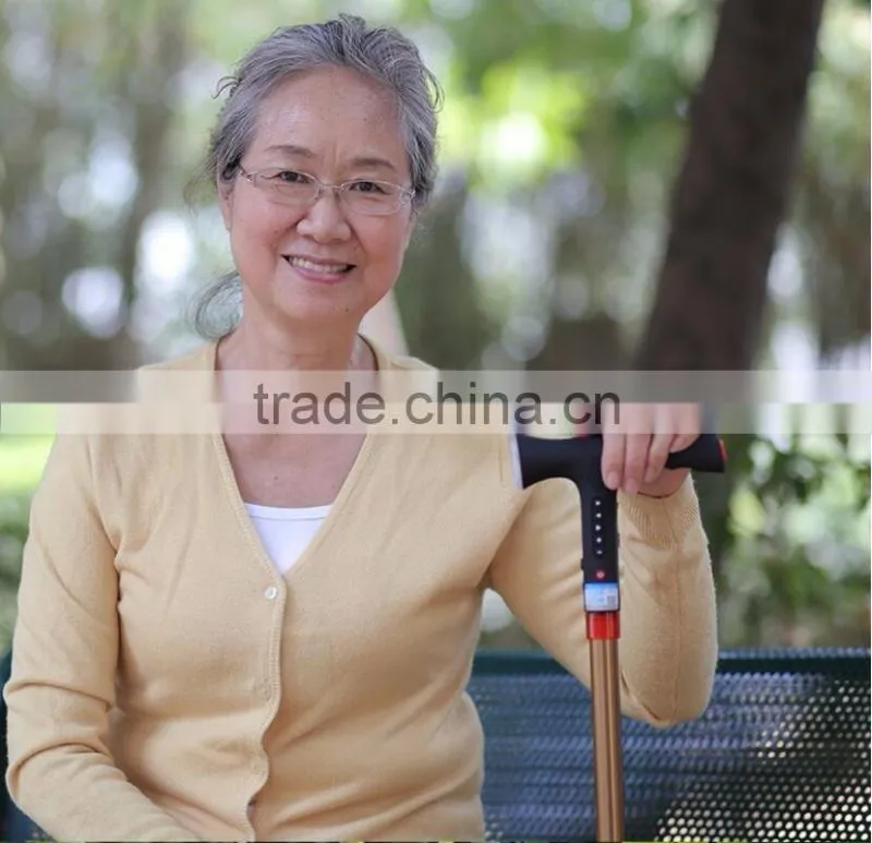 Multi-funcational intelligent walking stik, Adjustable height,Soft rabber base,Long standby for one-time charge,Big button