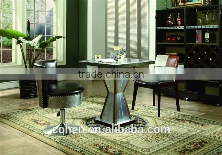 Foshan cohen furniture cheap but high quality new design solid wood frame with aluminum outside dining table HT012