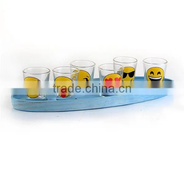 4pcs mini clear wine glass with wooden stand