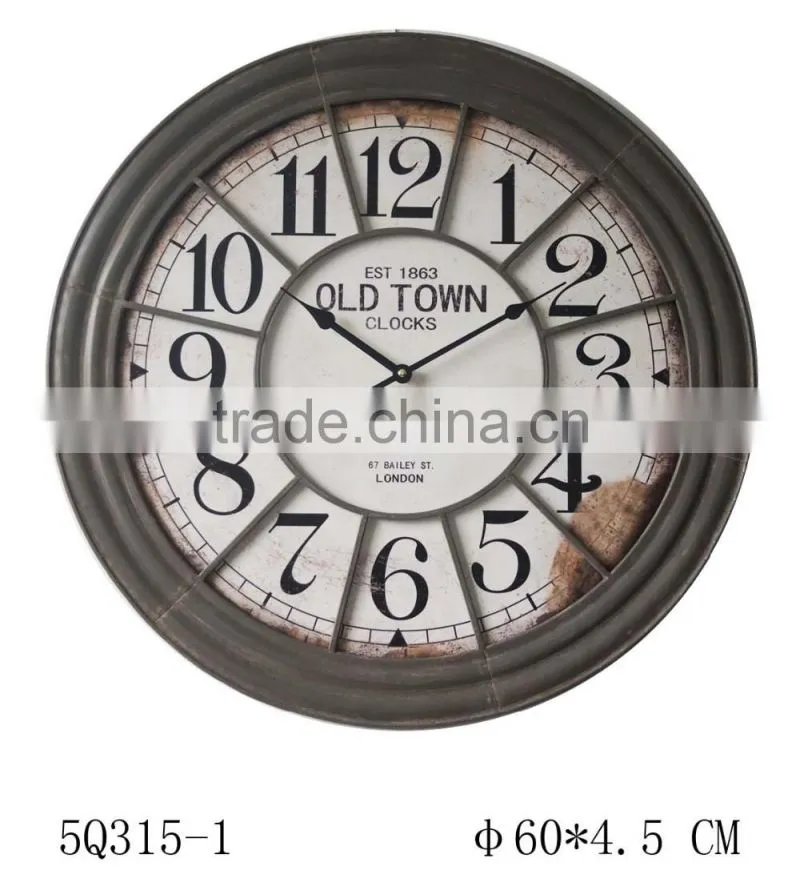 new 70"D french style round wood hanging clock