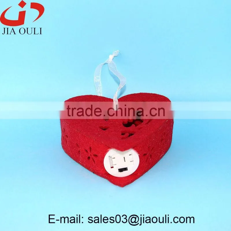 New design valentines day decorations with LED non-woven hanging heart