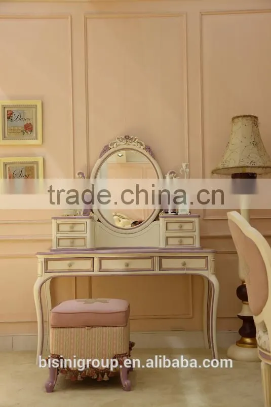 European style classic design kids princess imperial crown cloth art bed in handmade wooden carved design - BF07-70355