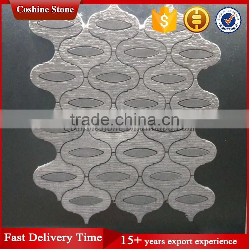 Lantern shaped rough surface grey granite stone mosaic tiles