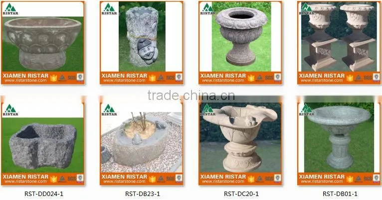 Square granite stone garden flower pot