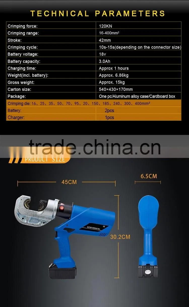 High-performance lithium battery, hydraulic crimping tools, one-handed operation 360 degree rotating head