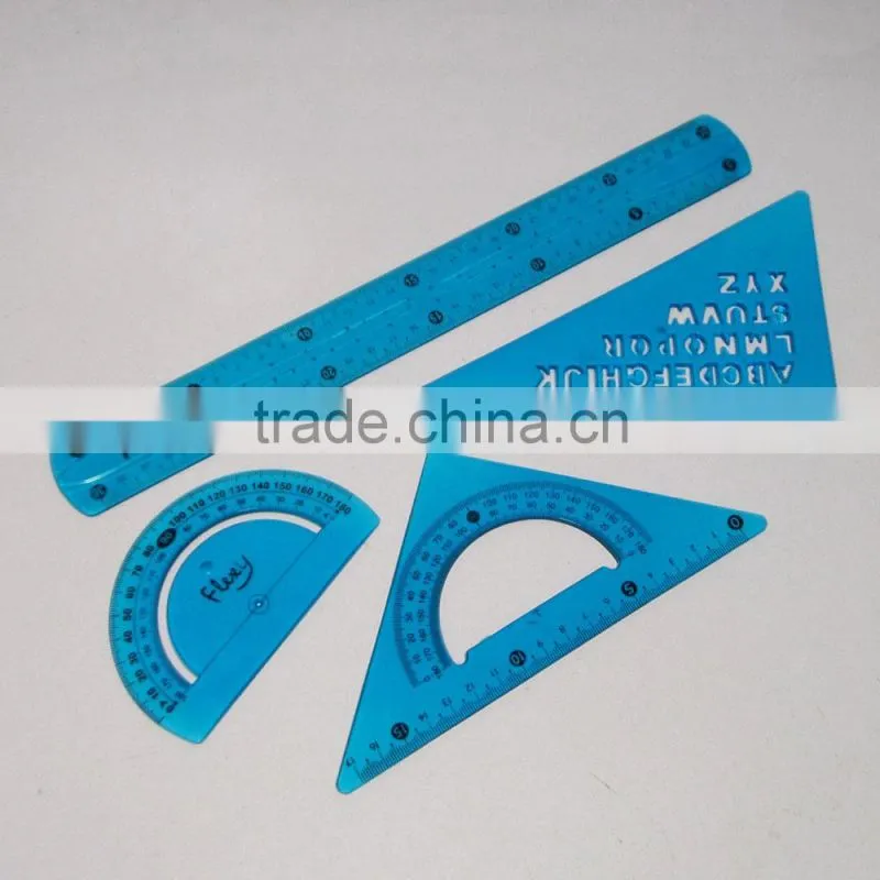 New designer 4pcs clear PVC flexible math geometry set