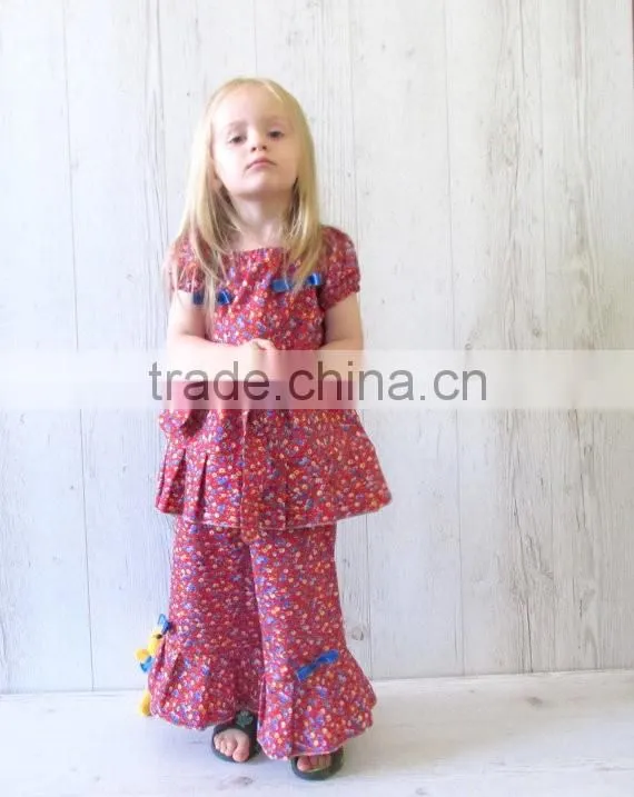 Wholesale Girls Ruffle Pants sets With Printed Ruffle Boutique Clothing