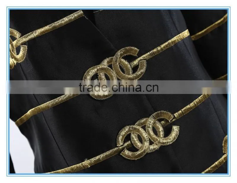 Fashion Polyester 2 Pcs Embroidery Skirt Suits With Lining