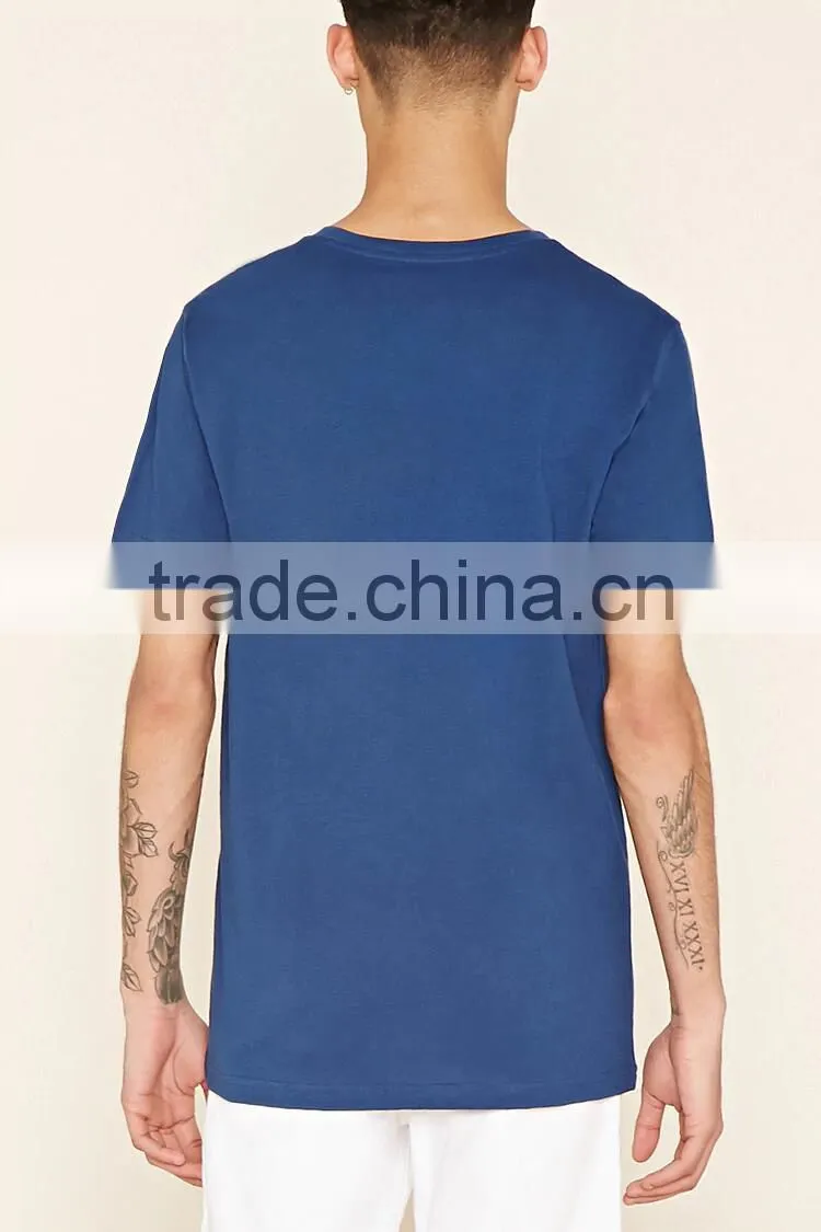 2017 Guangzhou Shandao OEM Summer 180g 100% Cotton V-Neck Short Sleeve Slim Fit Men's T- Shirt