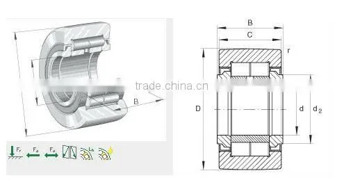 Yoke type needle roller bearing NUTR45