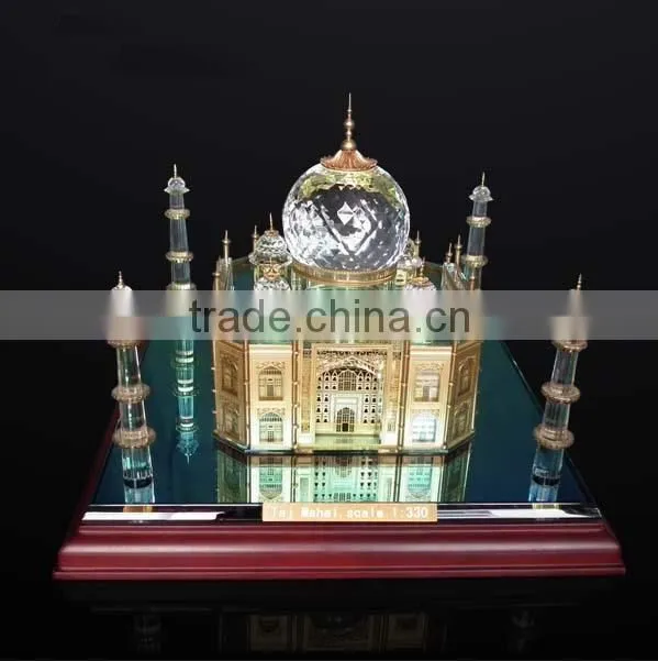 High Quality K9 crystal Taj Mahal model with 24k gold plating metal JC0008