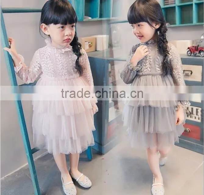 latest girls design long sleeve ruffle girls boutique dress