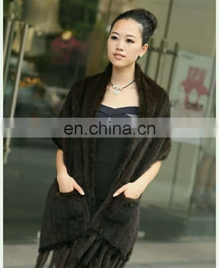 knitted mink tails shawl mink stole North American Canada style
