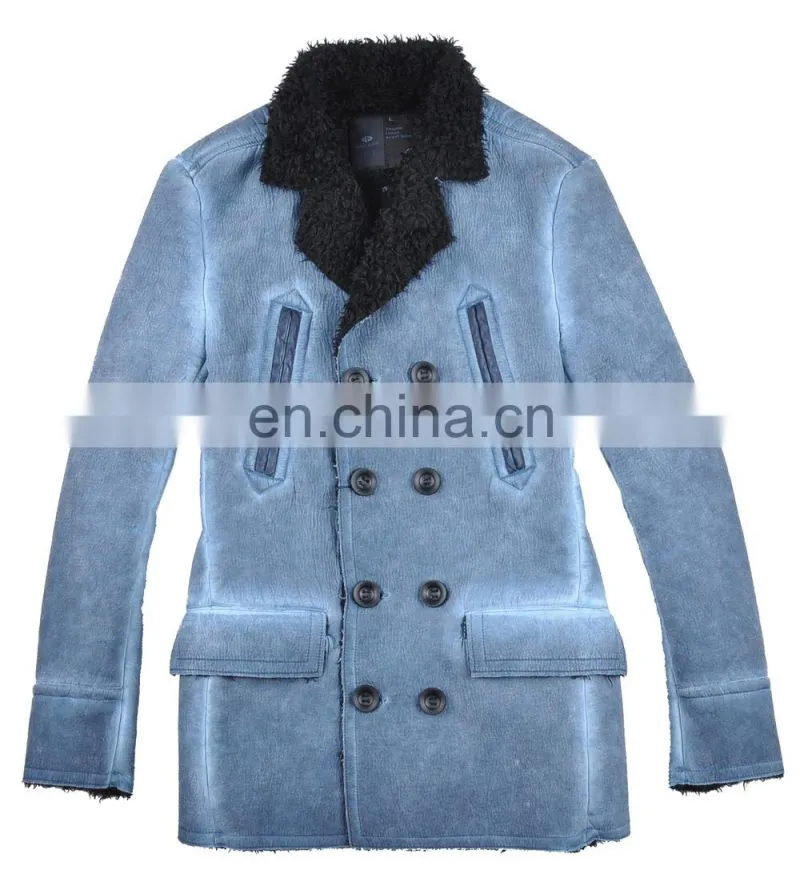 2015 last fashion handsome lamb motrocycle men long leather coat