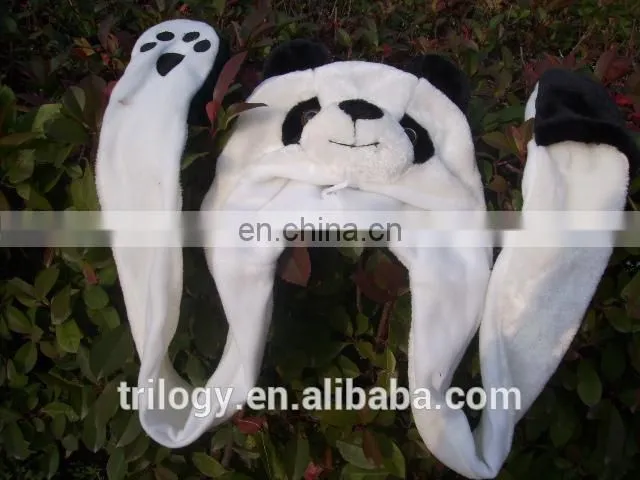 wholesale animal plush hats with mittens boy girl children kids plush animals hats with paws