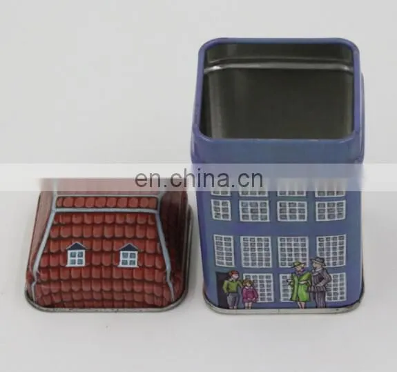 Small Square House Tea Cookie Coffee Tin Can