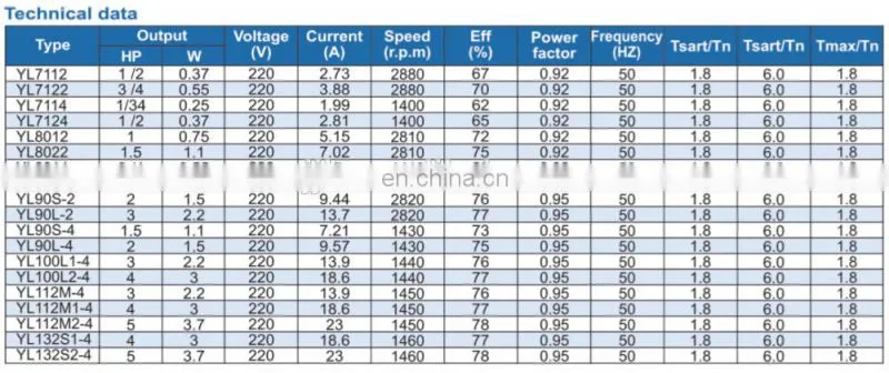 0.37KW 220V /240V single phase two-value capacitor motor