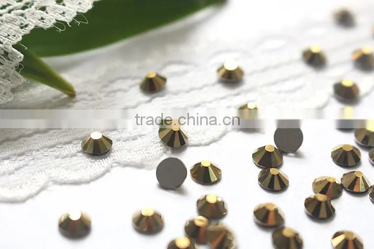 W0831 gold hematite loose flat back adhesive rhinestone for nail,loose adhesive rhinestone