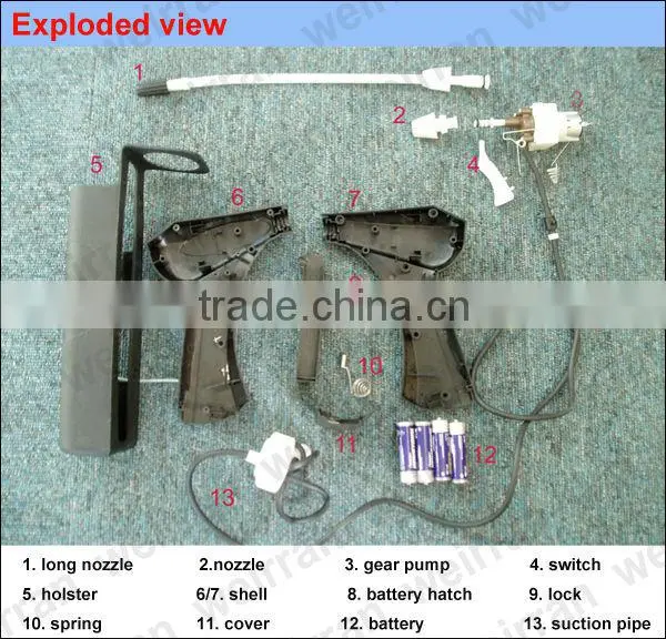 (24079) multi-Purose hand plastic water portable trigger battery powered garden sprayer gun factory