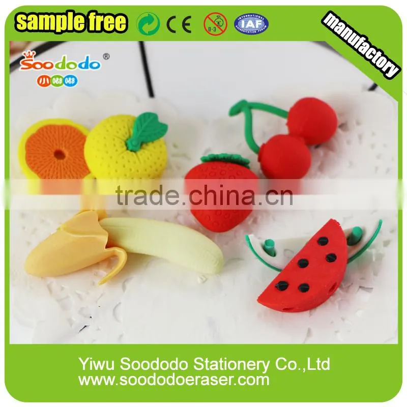 Hotsale 3D Lovely Fruit Shape Rubber Eraser