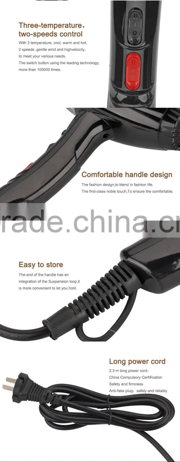 Wholesale 220V VDE Hair Dryer, Gift Hair Dryer, Air Hair Blower for Promotion