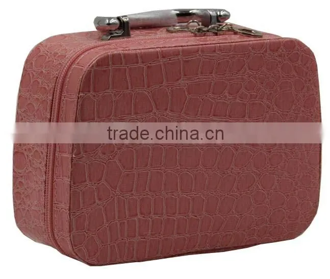 Colorful Leather makeup travel carrying case, makeup train artist storage box, Hard Shell Leather Beauty vanity case bag