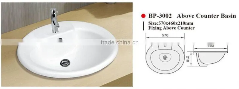 BP-3002 Modern Bathroom Design, Deluxe Quality Round Above Counter Mounting Ceramic Hand Wash Sink Basin Bowl, Vanity Basin