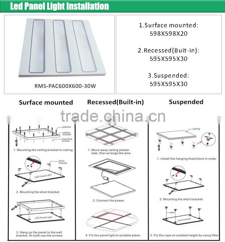 EMC standard dimming 600x1200 mm 600x600 300*600mm rgb led ceiling panel lights