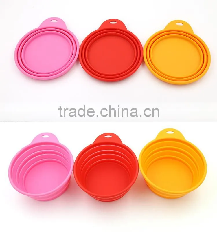 Pets Silicone Food & Water Collapsible Travel Bowl with Clip for Dog and Cat