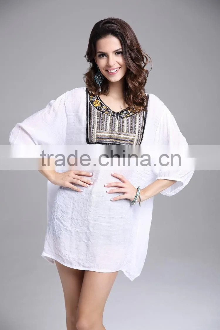 Ladies Large Size Neckline Beaded / Embroidered Blouse for Women