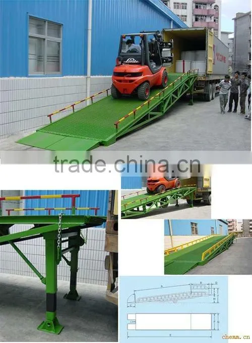 0.9~1.7m, 8 ton front load containers /hydraulic loading ramp /adjustable loading ramp